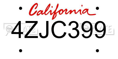 4ZJC399 California License Plate