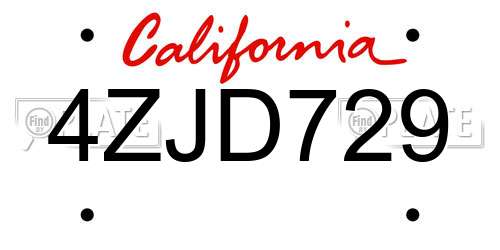 4ZJD729 California License Plate