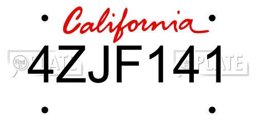 4ZJF141 California License Plate