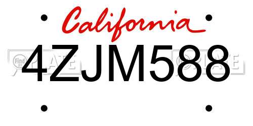 4ZJM588 California License Plate