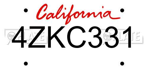4ZKC331 California License Plate