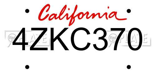 4ZKC370 California License Plate