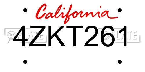 4ZKT261 California License Plate