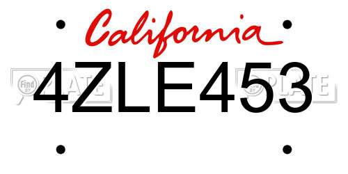 4ZLE453 California License Plate
