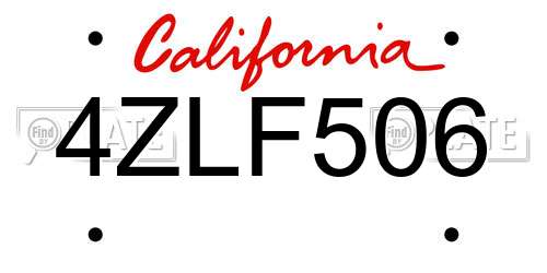 4ZLF506 California License Plate