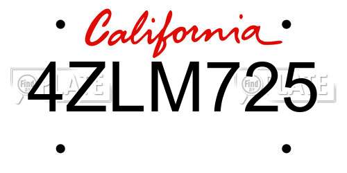 4ZLM725 California License Plate