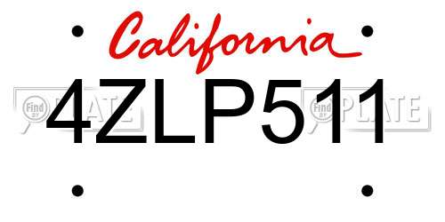 4ZLP511 California License Plate