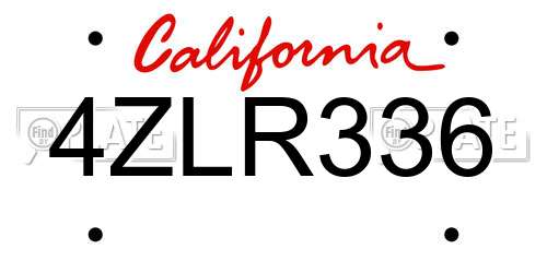 4ZLR336 California License Plate