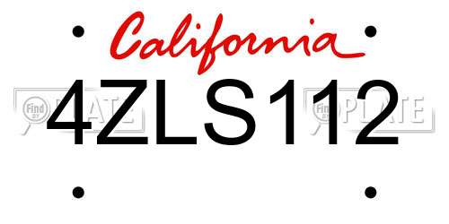 4ZLS112 California License Plate