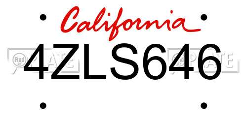4ZLS646 California License Plate