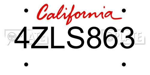 4ZLS863 California License Plate