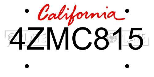 4ZMC815 California License Plate
