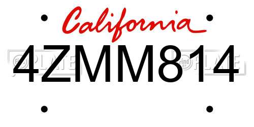 4ZMM814 California License Plate