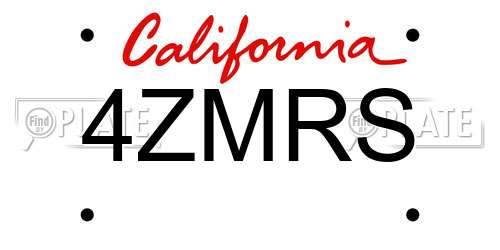 4ZMRS California License Plate