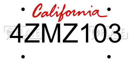 4ZMZ103 California License Plate