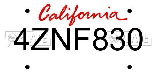 4ZNF830 California License Plate