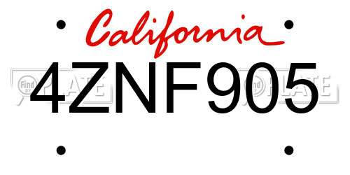 4ZNF905 California License Plate