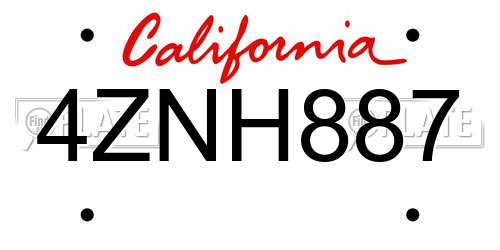 4ZNH887 California License Plate