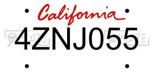 4ZNJ055 California License Plate