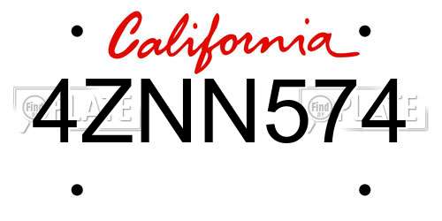 4ZNN574 California License Plate