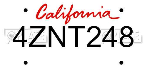 4ZNT248 California License Plate