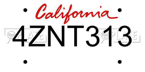4ZNT313 California License Plate