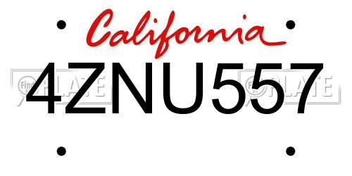 4ZNU557 California License Plate