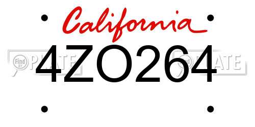 4ZO264 California License Plate