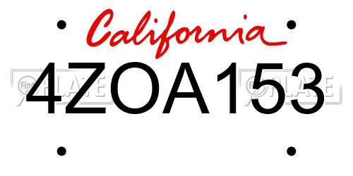 4ZOA153 California License Plate