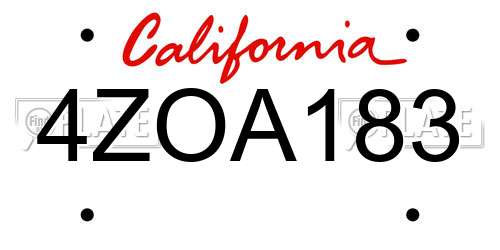 4ZOA183 California License Plate