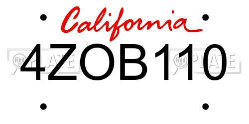 4ZOB110 California License Plate