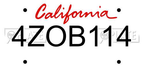 4ZOB114 California License Plate