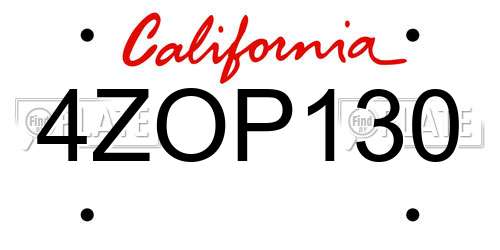 4ZOP130 California License Plate