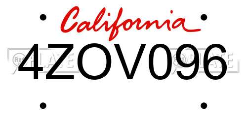 4ZOV096 California License Plate