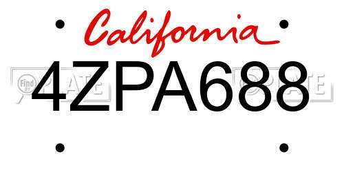 4ZPA688 California License Plate