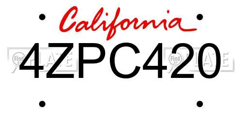 4ZPC420 California License Plate