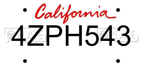 4ZPH543 California License Plate