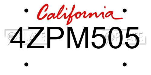 4ZPM505 California License Plate