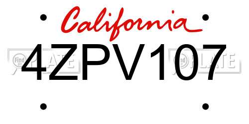 4ZPV107 California License Plate