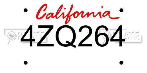 4ZQ264 California License Plate