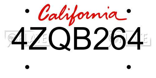 4ZQB264 California License Plate