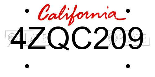 4ZQC209 California License Plate