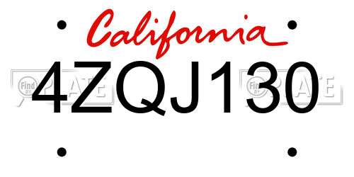 4ZQJ130 California License Plate