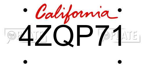 4ZQP71 California License Plate