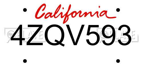 4ZQV593 California License Plate