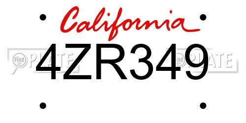 4ZR349 California License Plate