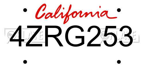 4ZRG253 California License Plate