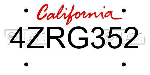 4ZRG352 California License Plate
