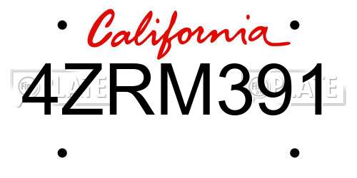 4ZRM391 California License Plate
