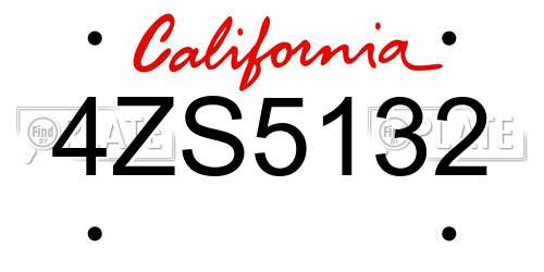 4ZS5132 California License Plate